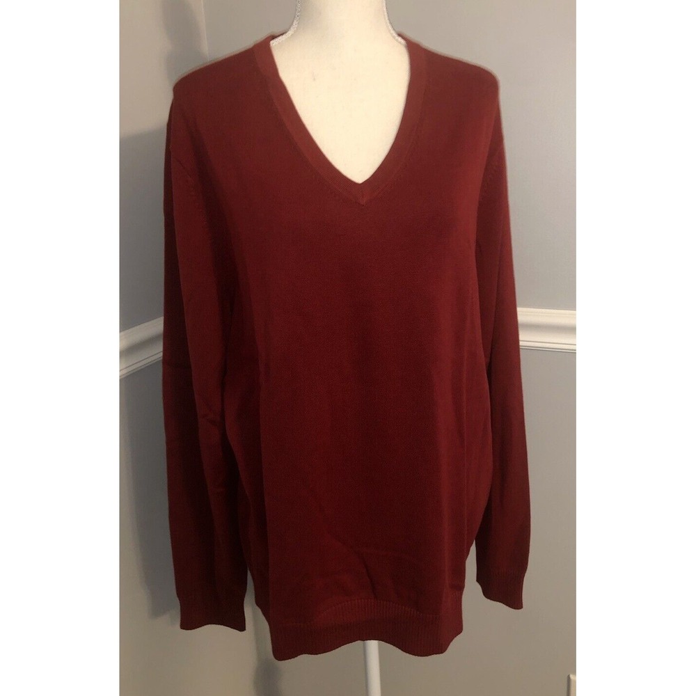 New  Lands‎ End Sweater Mens Size L/T V-Neck 100% Supima Cotton Pullover